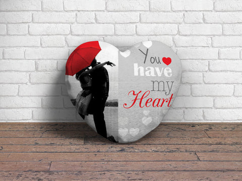 Romantic Heart cushion - Couple photo with "You have my heart" text.