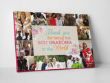 Best grandma in the world photo collage printed on canvas.