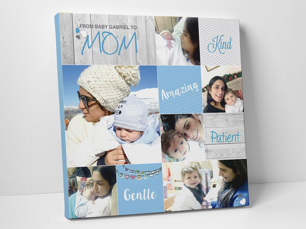 Baby boy & Mom lovely photo collage on high quality canvas. 