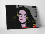 Pop art portrait photo on canvas.