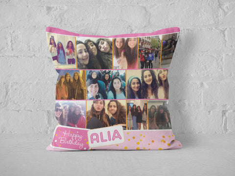 Happy birthday photo cushion - design 1