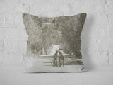 Old couple photo printed on square cushion.