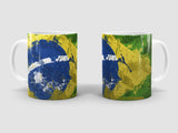 Custom designed ceramic mug with Brazil flag. 