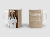 First communion personalized ceramic mug.
