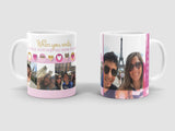 Couple's trip photos on custom designed ceramic mug.